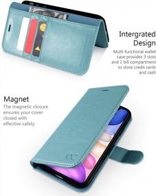 img 2 attached to Mint Green OCASE IPhone 11 Case With Card Holder, Kickstand & Magnetic Closure