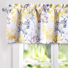 img 4 attached to DriftAway Acacia Floral Blossom Watercolor Printed 100 Percent Blackout Thermal Insulated Window Curtain Valance Rod Pocket Single 52 Inch By 18 Inch Plus 2 Inch Header Yellow