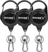 pack of 3 samsfx fly fishing zinger retractors with assorted gear for angler's vest or pack tools logo