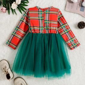 img 3 attached to Red And Green Plaid Tutu Dress For Toddler Girls With Thermal Long Sleeves For Casual Fall And Winter Wear, Available In 1T-4T Sizes - 1PC