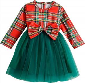 img 4 attached to Red And Green Plaid Tutu Dress For Toddler Girls With Thermal Long Sleeves For Casual Fall And Winter Wear, Available In 1T-4T Sizes - 1PC