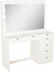 img 2 attached to Glamorous Boahaus Serena Modern Makeup Vanity With 7 Drawers, Hollywood Lights & Wide Mirror - Perfect For Bedroom!