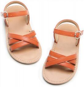 img 4 attached to Girls' Summer Open Toe Flat Dress Sandals With Hook & Loop Closure - Flaryzone Toddler/Little Girls'