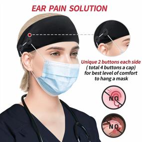 img 3 attached to Non-Slip Elastic Ear Protection Headbands With Buttons For Masks - Wide Nurses Sweatband Headbands For Women & Men Doctors