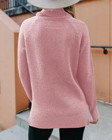 img 1 attached to Chunky Waffle-Knit Women'S Turtleneck Sweater With Side Slit, Drop Shoulder, And Loose Fit For Trendy Tunic Top Look