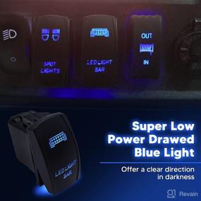 img 3 attached to 🔵 XJMOTO 5 Pin 20A 12V Blue Backlit LED Light Bar Rocker Switch - Enhanced Compatibility with UTV Polaris Ranger RZR XP Turbo, Can Am Commander, and Maverick X3