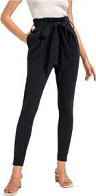 img 4 attached to Elevate Your Look With SOLY HUX Women'S High Waist Tied Front Paperbag Pants!