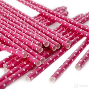 img 1 attached to 🎉 Ginger Ray ES-102 Polka Dot Paper Party/Wedding Straws in Hot Pink, 19.5 cm