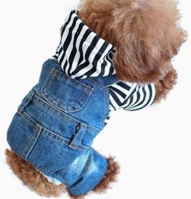 img 4 attached to 👖 Pet Denim Dog Jeans Jumpsuit: Classic Jacket for Small-Medium Dogs & Cats, Vintage Washed Blue - Companet Pet Clothes