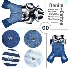 img 1 attached to 👖 Pet Denim Dog Jeans Jumpsuit: Classic Jacket for Small-Medium Dogs & Cats, Vintage Washed Blue - Companet Pet Clothes