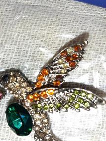 img 4 attached to 🦢 Elegant Bird Lapel Pin with Green Semi Precious Stone and Multicolour Stone Detailing - Perfect for Knighthood