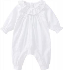 img 4 attached to Pureborn Baby Girls Ruffle Bodysuit Cotton Romper Short And Long Sleeve One-Piece For Infant Girl 0-24 Months