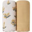 lifetree baby swaddle blankets, organic muslin swaddle blankets boys girls swaddling wrap receiving blanket neutral for newborn, 100% organic cotton, large 47 x 47 inches, acacia & fall yellow logo