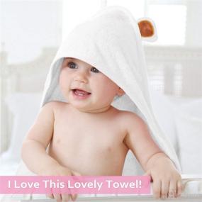 img 3 attached to 👶 Organic Bamboo Hooded Baby Towel and Washcloth Set - Yellow | Perfect Bath Present for Boys, Girls, Kids, Toddlers, Newborns