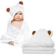 👶 organic bamboo hooded baby towel and washcloth set - yellow | perfect bath present for boys, girls, kids, toddlers, newborns logo