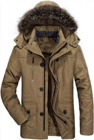 img 4 attached to Men'S Fur Collar Hooded Down Jacket - Windproof & Warm For Winter Weather