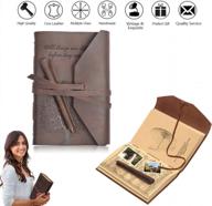 handmade leather journal retro vintage travel notebook with pen - perfect for writing in travel, working or office - men & women gift (brown)” logo