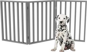 img 4 attached to Convenient and Versatile PETMAKER Pet Gate Collection - 24-Inch Freestanding Wooden Indoor Dog Fence for Doorways, Stairs, or Rooms