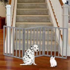 img 3 attached to Convenient and Versatile PETMAKER Pet Gate Collection - 24-Inch Freestanding Wooden Indoor Dog Fence for Doorways, Stairs, or Rooms