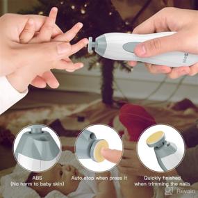 img 2 attached to Safe & Quiet Baby Nail Trimmer Kit | Electric Baby Nail File with LED Light | 10 Grinding Heads | Grey