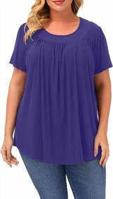 img 4 attached to Plus Size Women'S Short Sleeve Blouse Summer Casual Pleated Tops - ALLEGRACE