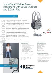 img 2 attached to HamiltonBuhl SC-7V SchoolMate Deluxe Stereo Headphone with 3.5mm Plug, 🎧 Volume Control, Leatherette Cushions, Replaceable, Heavy-duty, Reclosable Bag, On-Ear Cup Volume Control