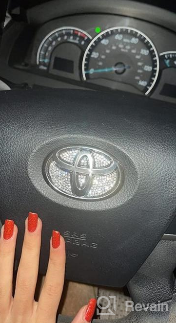 img 1 attached to Sparkling Crystal Bling Steering Wheel Emblem For Ford, Glamorous Car Logo Decal Accessory Compatible With Edge, Escape, Expedition, Explorer, Fusion, Ranger, F150, F250, F350 From 2012 To 2021 review by Kyle Larjin