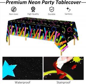 img 1 attached to Glow Neon Party Supplies Set - Includes 32 Servings Of Plastic Tablecover, Cups, Plates, Cutlery, Napkins, Assorted Glow Decorations For Blacklight, Birthday, And Special Occasions
