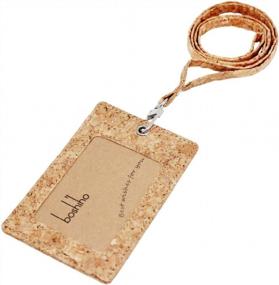 img 4 attached to Boshiho Cork Badge Holder: Sustainable And Stylish ID Card Holder With Lanyard In Natural Cork Tan
