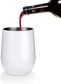 img 1 attached to 12 oz Wine Tumbler with Lids - Pack of 1, Double Wall Vacuum Insulated Stainless Steel Stemless Wine Glass, Travel Coffee Mug Cup for Wine, Drinks, Champagne, Cocktails - Includes Straws & Brush (WH01)