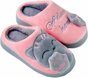 img 4 attached to Kids Cat Slippers For Girls And Boys - Family Cute Anti-Slip Indoor Home Footwear.