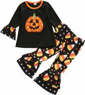 newborn halloween outfits: baby boy and girl clothes with pumpkin print blouse and pants logo