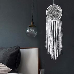 img 2 attached to Add A Boho Touch To Your Bedroom With CHICIEVE'S White Dream Catcher - 10.2" Width X 33.8" Length