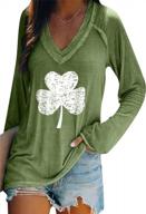 get lucky with yming's st. patricks day clover sweatshirt - irish shamrock print long sleeve v neck pullover for women logo