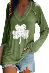 img 3 attached to Get Lucky With YMING'S St. Patricks Day Clover Sweatshirt - Irish Shamrock Print Long Sleeve V Neck Pullover For Women