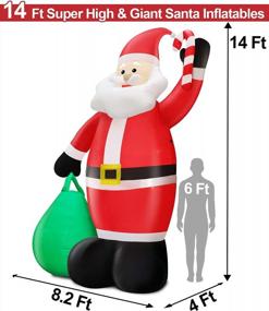 img 3 attached to 14Ft Giant Santa Claus Outdoor Christmas Decoration With LED Lights, 11 Stakes & 4 Tethers!