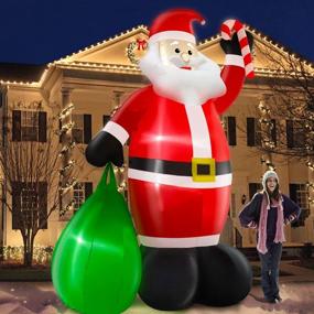 img 2 attached to 14Ft Giant Santa Claus Outdoor Christmas Decoration With LED Lights, 11 Stakes & 4 Tethers!
