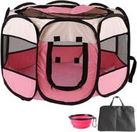 🐾 enkarl portable foldable pet playpen: convenient indoor/outdoor exercise pen with carrying bag and travel bowl - ideal for dogs, cats, and rabbits logo
