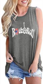 img 4 attached to July 4Th Rock And Roll Tank Top For Women - Cute Graphic Muscle Vest, Casual Sleeveless Vacation T-Shirt By EGELEXY