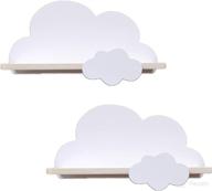 📚 white cloud floating shelves for kids' nursery or bedroom - 2pcs | baby book storage shelf | decorative wooden wall shelf logo