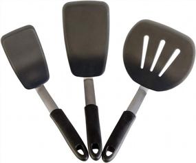 img 4 attached to HuaLan 3-Piece Food Grade Silicone Spatula Set Non Stick Dishwasher Safe Flexible Rubber Silicone 600ºF Heat-Resistant Spatulas Cooking Kitchen Utensil- Black