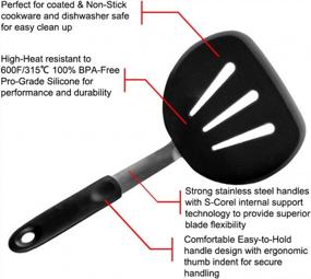 img 2 attached to HuaLan 3-Piece Food Grade Silicone Spatula Set Non Stick Dishwasher Safe Flexible Rubber Silicone 600ºF Heat-Resistant Spatulas Cooking Kitchen Utensil- Black