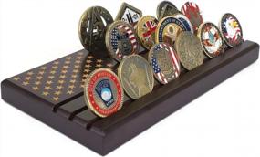 img 1 attached to US Army Military Collectible Challenge Coin Display Case - LZWIN 6 Rows Holder, Holds 30-36 Coins With American Flag Wood Stand
