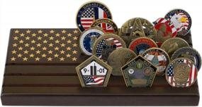 img 4 attached to US Army Military Collectible Challenge Coin Display Case - LZWIN 6 Rows Holder, Holds 30-36 Coins With American Flag Wood Stand