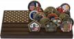 us army military collectible challenge coin display case - lzwin 6 rows holder, holds 30-36 coins with american flag wood stand logo