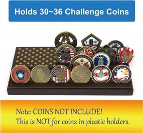 img 3 attached to US Army Military Collectible Challenge Coin Display Case - LZWIN 6 Rows Holder, Holds 30-36 Coins With American Flag Wood Stand