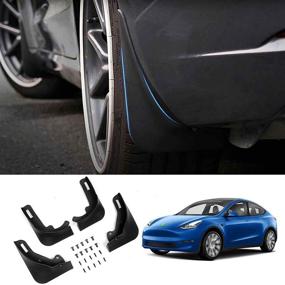 img 3 attached to 🚗 High-Quality Autorder Mud Flaps - Perfect Fit for Tesla Model Y 2020-2022 - Front and Rear Mud Splash Guard Set