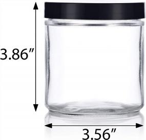 img 3 attached to Set Of 2 Large Clear Glass Jars With Foam Lined Black Lids, 16 Oz / 480 Ml Capacity And Straight Sided Design