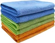 🧽 6-pack of soft, highly absorbent, and reusable microfiber cleaning cloths - 16"x12" (green, blue, orange) - lint-free, streak-free for house, kitchen, car, glass, stainless steel, and windows logo