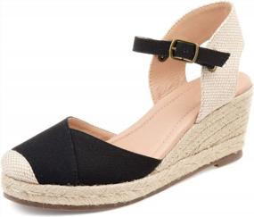 img 3 attached to LAICIGO Women'S Cap Toe Espadrille Wedge Sandals With Ankle Strap And Buckle - Slingback Summer Platform Shoes